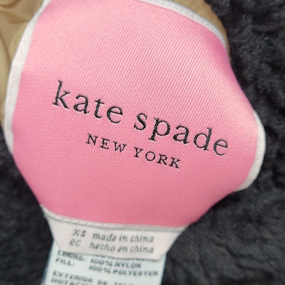Kate Spade Reversible Black Sherpa Teddy Jacket Cinch Waist Coat XS x- small